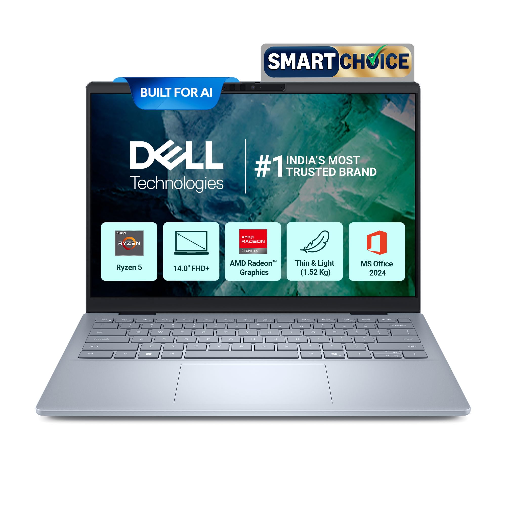 Dell 14 Smart Choice, AMD Ryzen5 AI 340 Processor, 16GB LPDDR5X